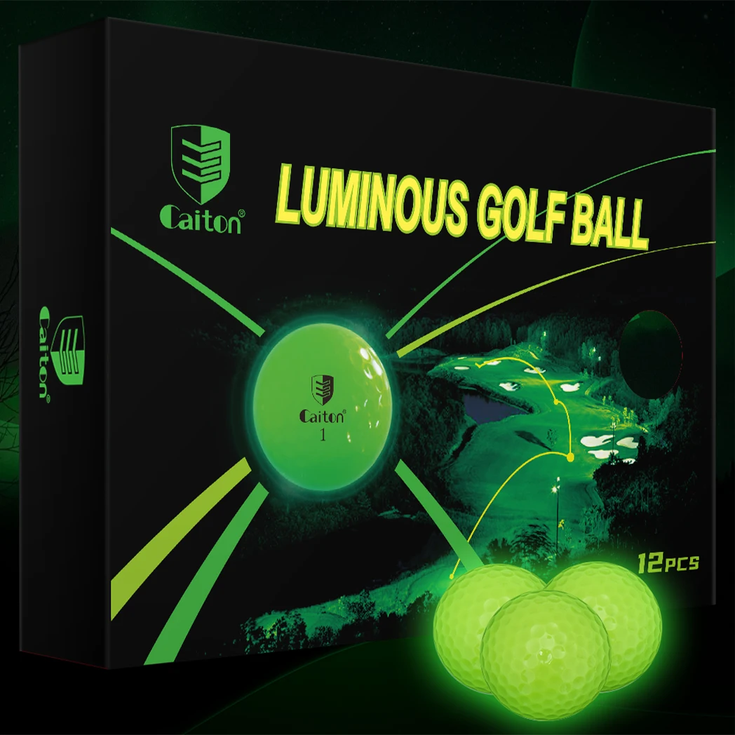 Piłki golfowe Caiton Glow do uprawiania sportów nocnych, turniejowe fluorescencyjne świecące w ciemności piłki golfowe, długotrwałe, jasne świecące piłki