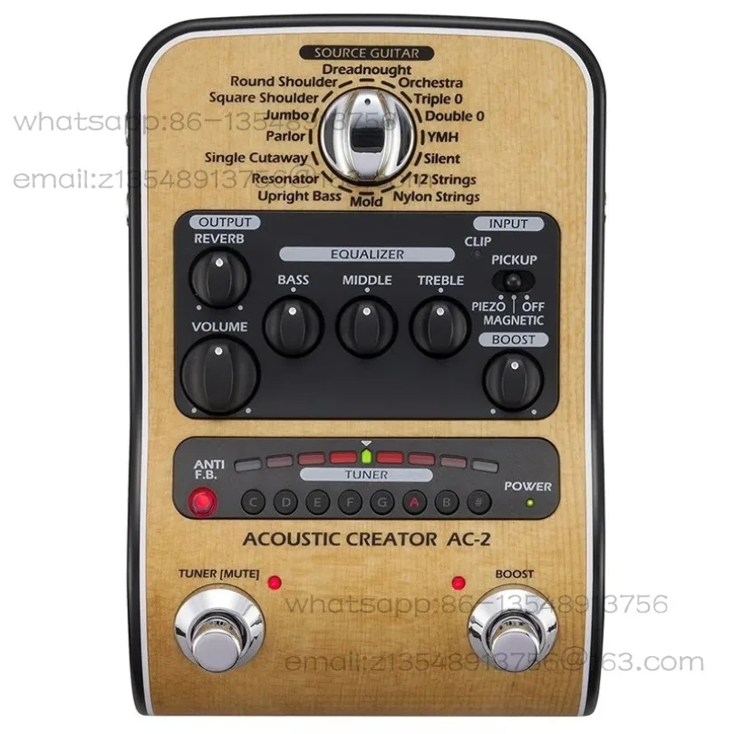 AC-2 Acoustic Creator, Acoustic DI with Tone Restoration, Tuner, Reverb, EQ, and Anti-Feedback