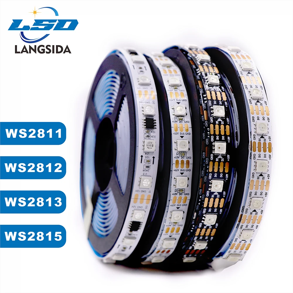 RGB 5050 IC WS2811 WS2812 WS2815 WS2813 30/60/144Pixels/Leds/m DC5V/12V LightIndividually Addressable Full Tape Color Led Light