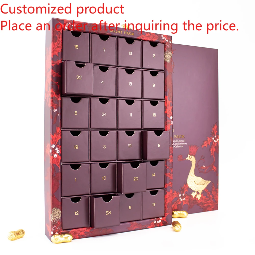 

Custom Best Sell 24 Days Paper Advent Calendar Gift Packaging Box for Christmas Day
