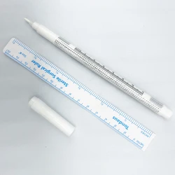 Tattoo Marker Pen with Ruler White Color for Permanent Makeup Tattoo Skin Lip Line Eyebrow Shape Design Microblading Supplies