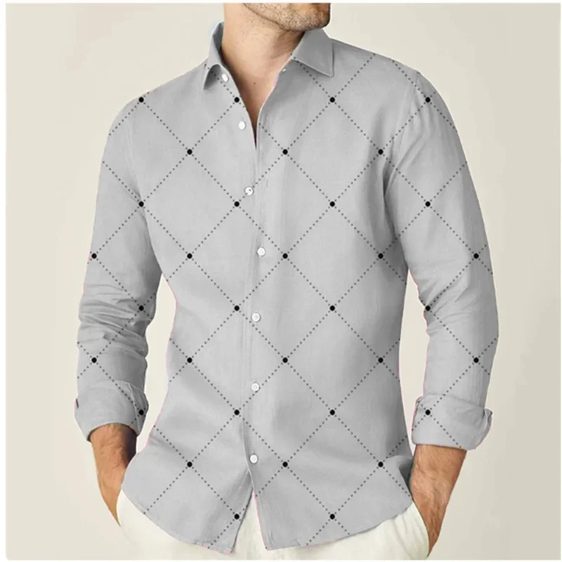 Fashion 2024 Men\'s Shirts 11 Color Shirts Geometric Print Outdoor Streetwear Long Sleeve Lapel Shirts Designer Casual XS-6XL