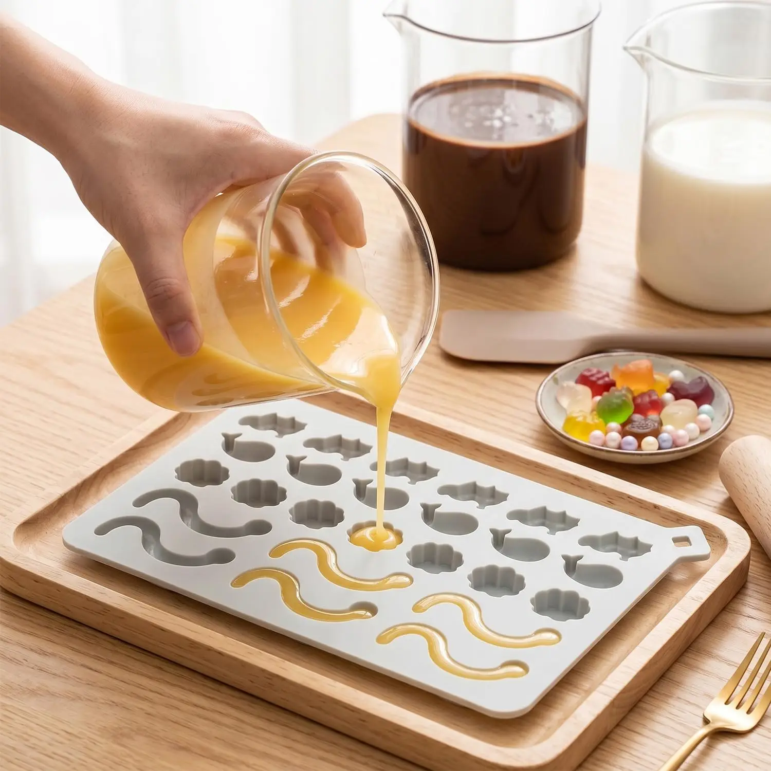 2pcs 25 Cavity Marine Theme Silicone Molds Whale Seahorse Shell Worm Candy Mold For Candy Chocolate ﻿ view 5