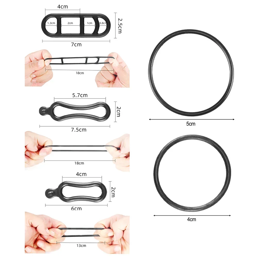 Multi-Diameter Silicone Strap Set for Bicycle Headlights Built for Repeated Mounting and Demounting Without Material Fatigue