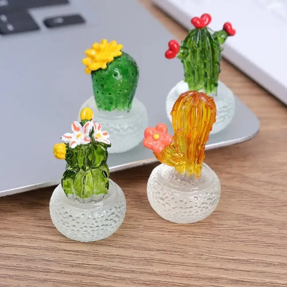 

Creative Simulation Cactus Plant Decor Transparent Succulent Plants Car Computer Decoration Ornaments Crafts Home Accessories