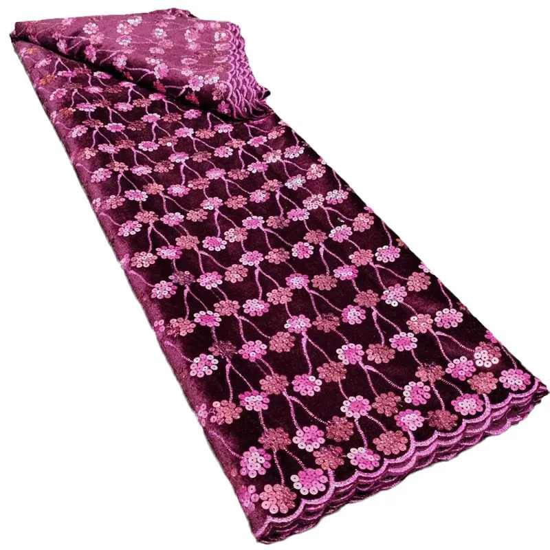 Autumn and winter season 5Yard sequined velvet embroidered fabric sewing mother's clothing stage clothing designer warm fabric