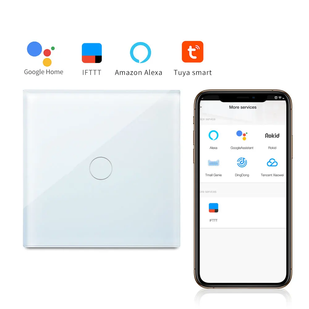 Interruttori della luce Wifi Bingoelec interruttore Touch intelligente a parete a filo singolo 1/2/3Gang 1way Tuya Smart Life interruttore del
