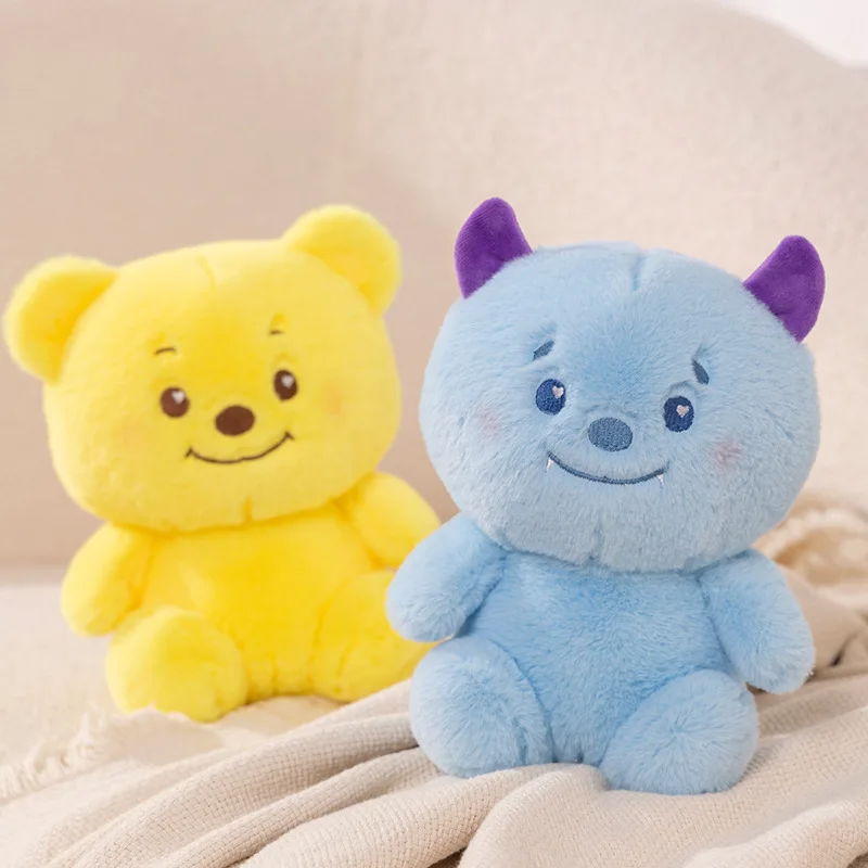 

23cm Yellow Butter Bear Doll Blue Mischievous Monster Stuffed Animal Plush Toy Children's Birthday Gift Collection