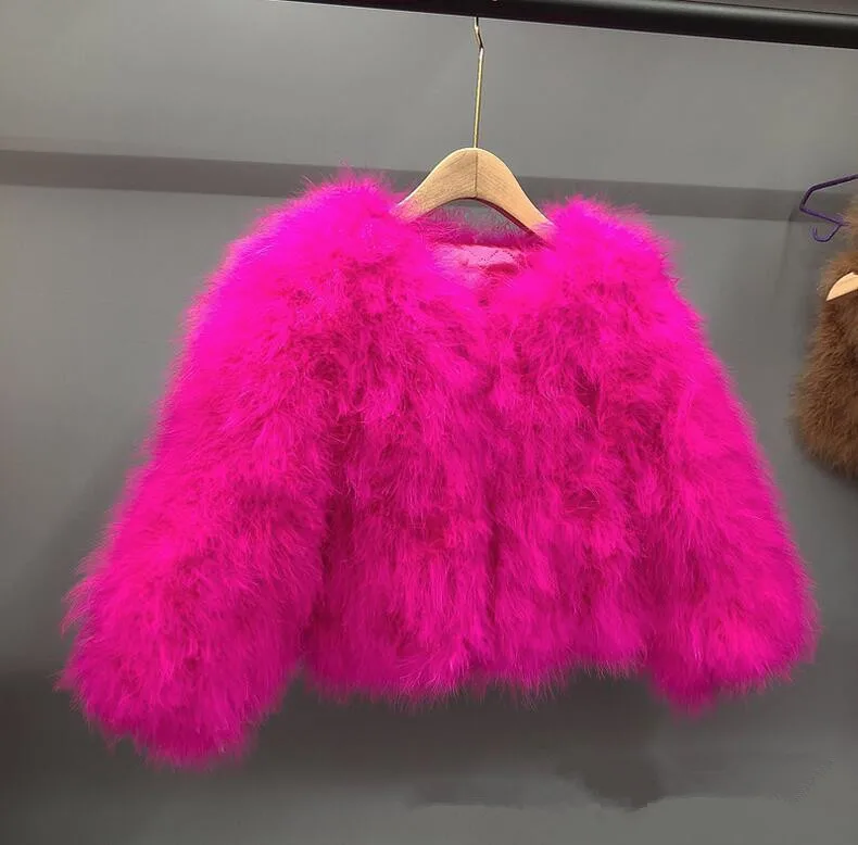 الجملة أطفال سترة النعامة الحقيقية، زهرة فتاة حفل زفاف معطف، أفخم ريشة بوليرو مع خيارات متعددة الألوان