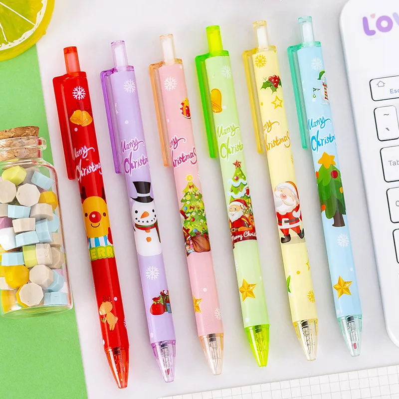 6 Piece Cute Gel Pen Cartoon Christmas Gift Press Stationery Funny Pens