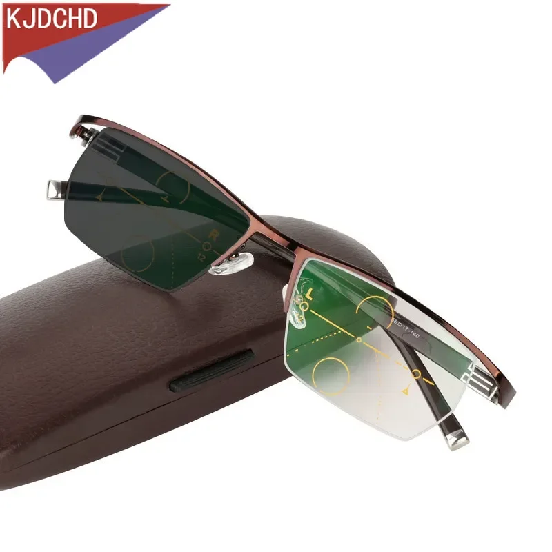 포토크로믹 프로그레시브 멀티 포커스 독서 안경 남녀공용, 조절 가능한 시야 범위, 야외 색상 변경 선글라스