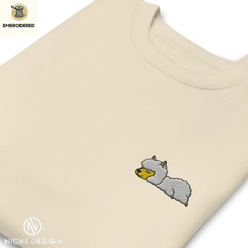 

Embroidered Alpaca Sweatshirt, Cute Lazy Sleeping Alpaca Sweater,Kawaii Animal ,Gift Husband Wife Mom Dad,Women Men Youth Girl B