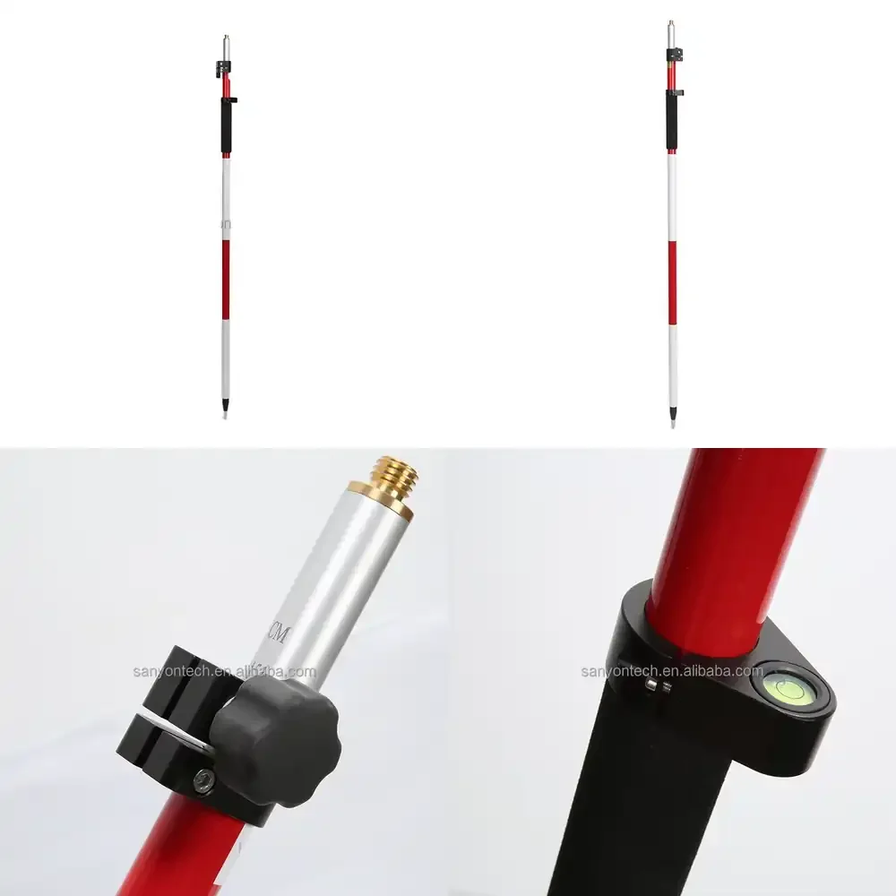 PLS26-2 Telescopic Surveying Durable Range Prism 360 Degree Prism Pole 2.6 Meters with Copper Adaptor