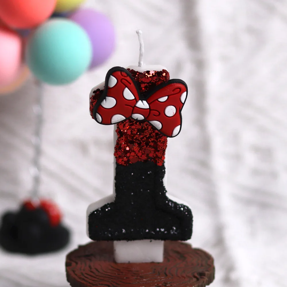 Red and Black Striped Digital Birthday Candles, Bow-Shaped Decorative Candles, Holiday and Anniversary Candles