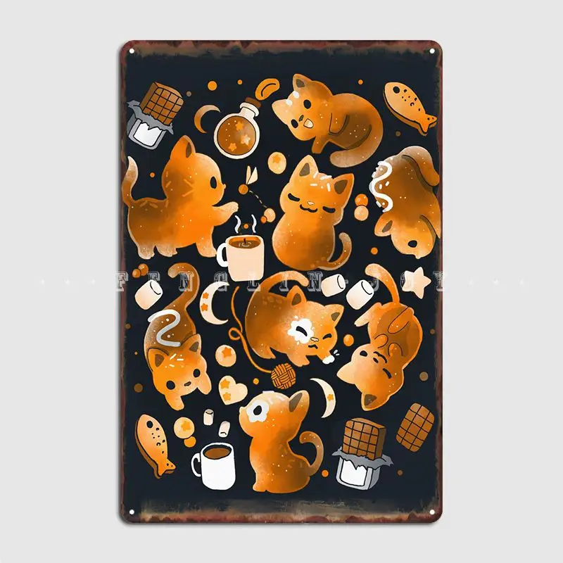 Choco Cat Metal Sign Designing Club Home Wall Mural Painting Tin Sign Posters