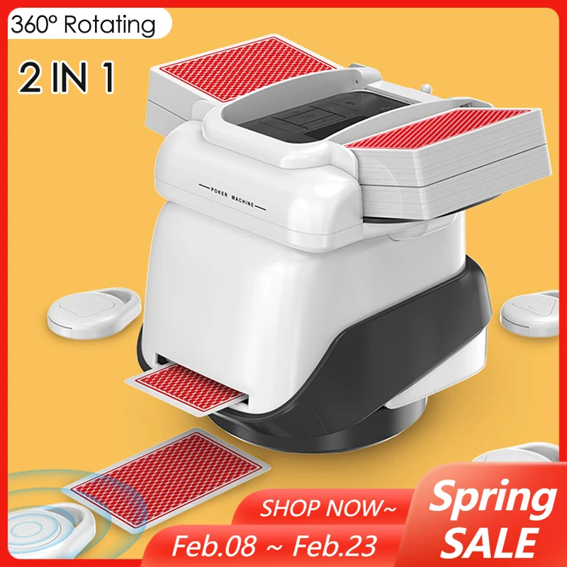 

360° Rotating 2 In 1 Playing Cards Shuffling Dealing Machine Automatic Cards Dealer Home Party Games Poker Tool Christmas Gift