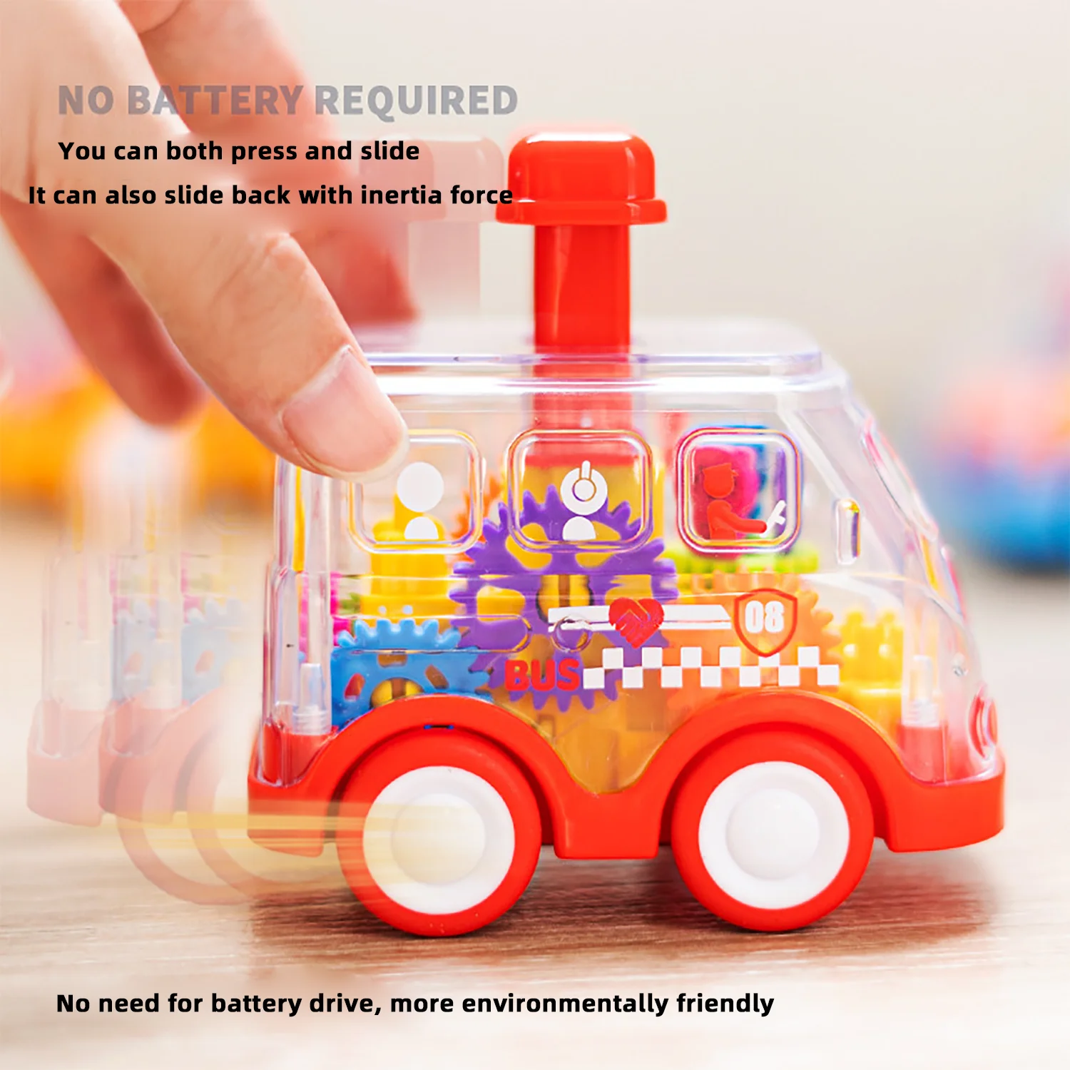 Puzzle d'éducation précoce pour enfants, jouet, presse à engrenages, voiture de police, voiture transparente, inertie, jouet interactif parent-enfant