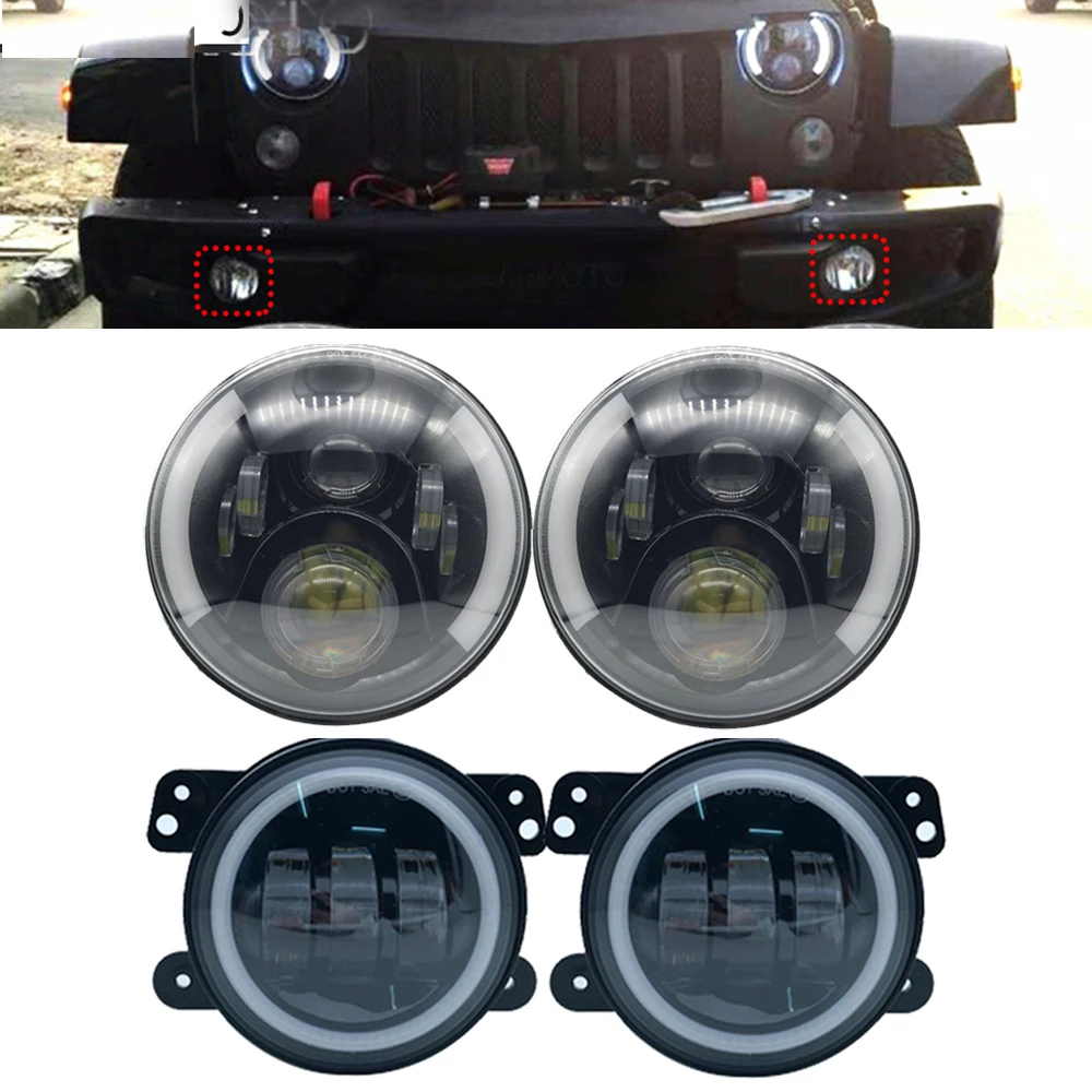 

7inch led headlight+30W front bumper led foglight For UAZ 2101 Niva Lada 4x4 for wrangler jk suzuki samurai hummer h2 auto goods