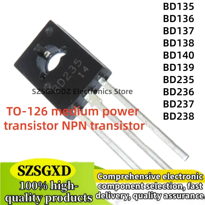 20-60Uds 100% new quality BD135 BD136 BD137 BD138 BD139 TO126 BD140 BD235 BD236 BD237 BD238 TO-126 NPN PNP Transistor Triode