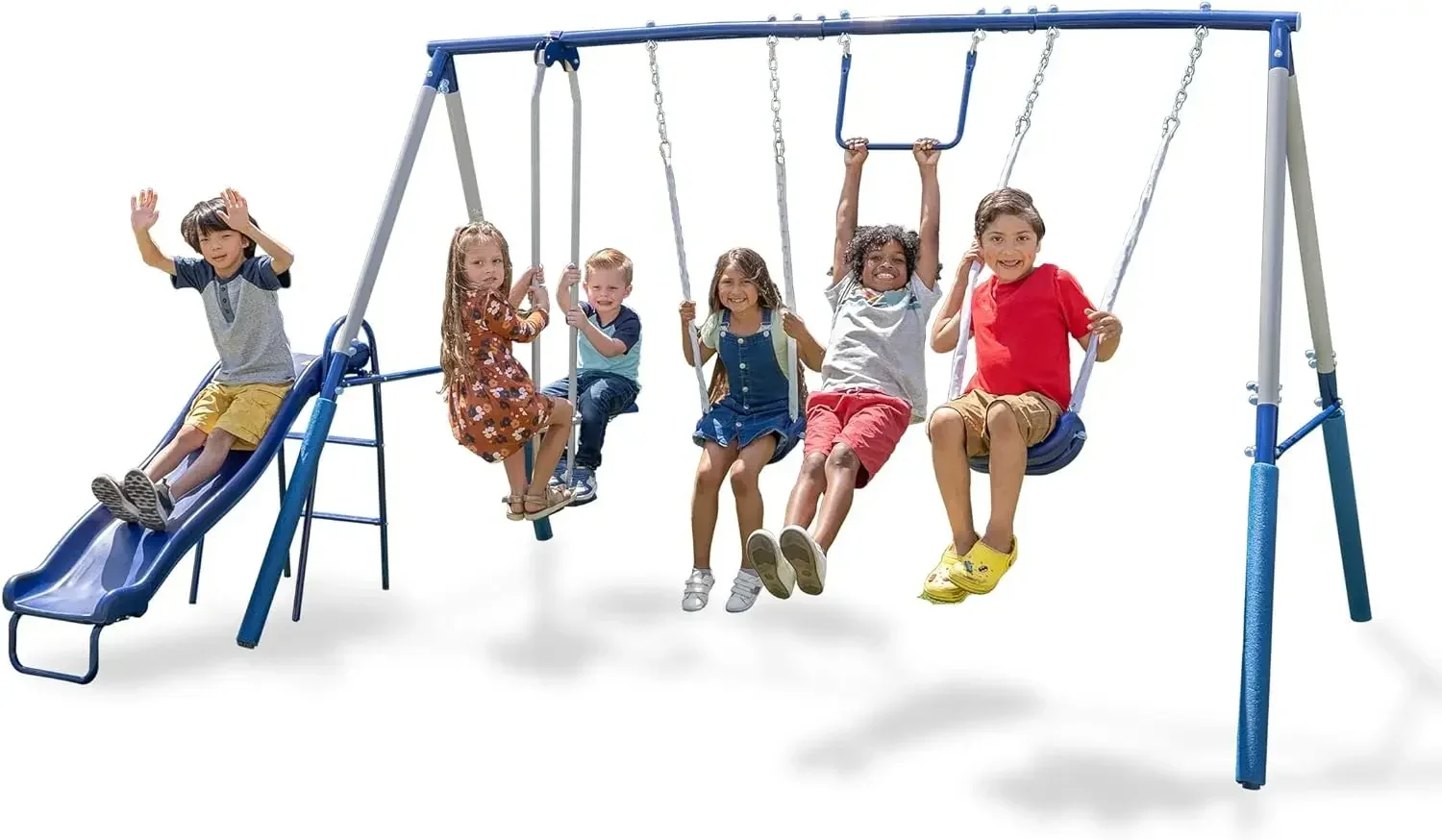 

Outdoor Heavy-Duty Metal Playset for Kids with Slide