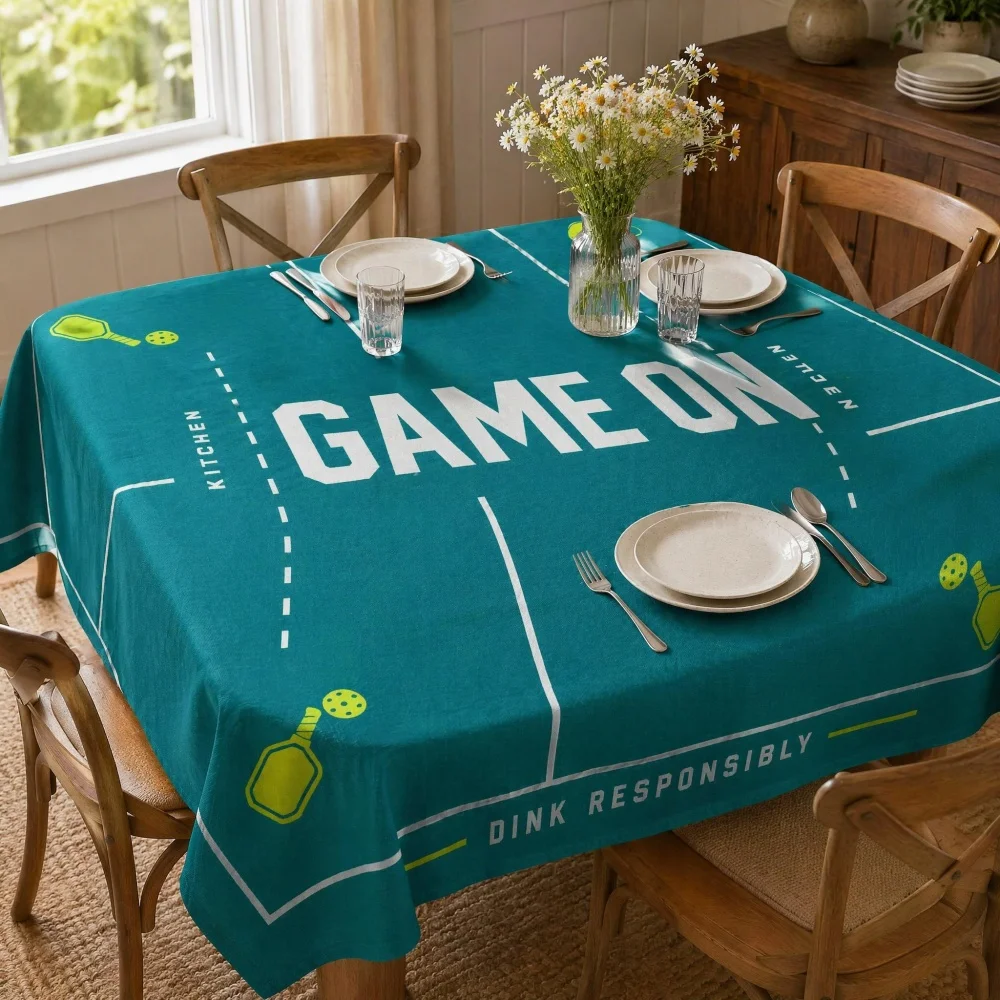 Printed Tablecloth Multiple Sizes Non Waterproof Soft Rectangular Table Linen for Sports Party Daily Dining Decoration