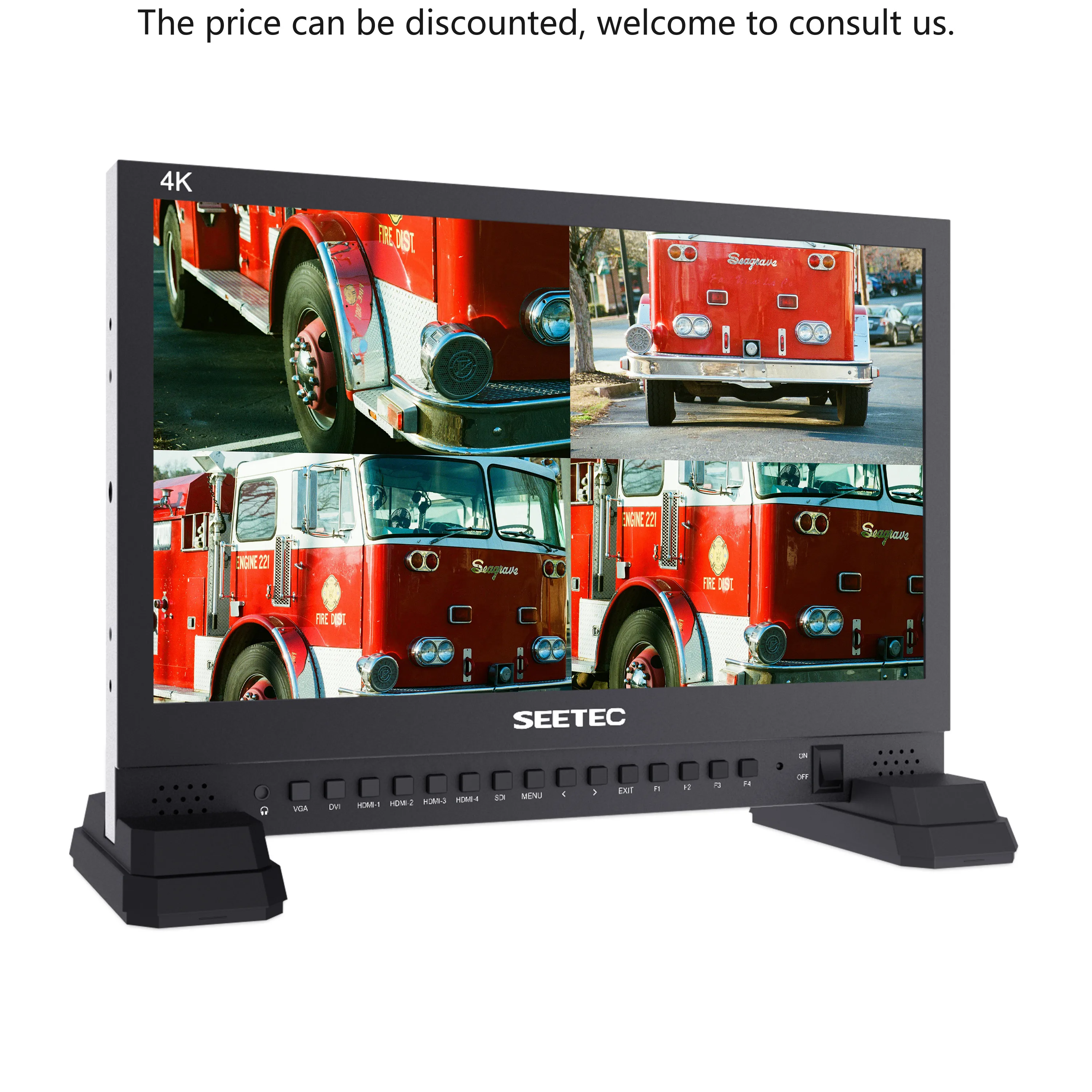 

SEETEC Камера прямой трансляции 4K 3840X2160 Ultra HD IPS ЖК-экран 15,6-дюймовый монитор 4K с четырьмя разделенными 3G SDI HDMI