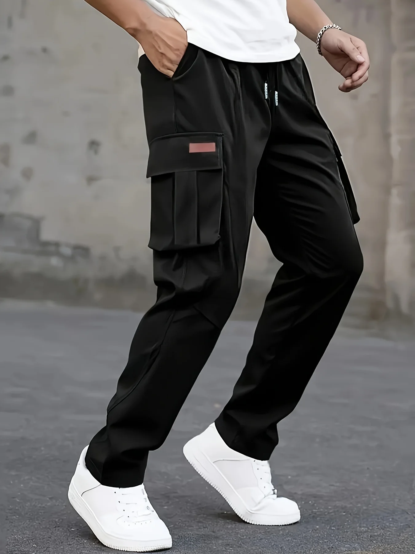 

2025new men's workwear pants, European and American men's loose straight casual pants, men's workwear pocket pants