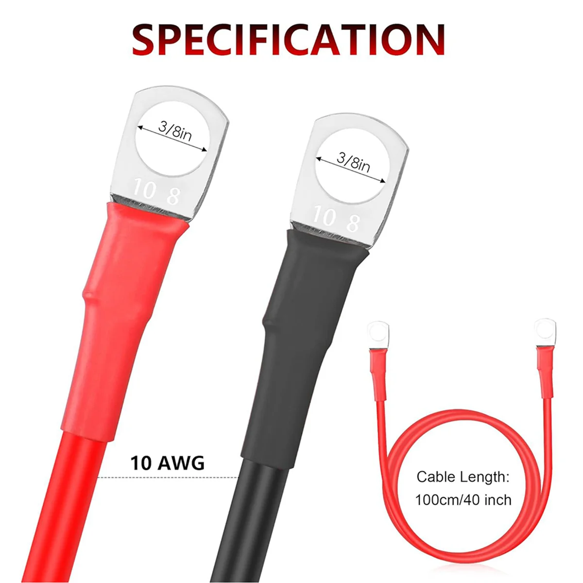 

QUAI-IT Клеммный кабель аккумулятора 10AWG Автомобильный аккумуляторный провод Зажим для разъема из алюминиевого сплава для автомобильного морского солнечного автофургона
