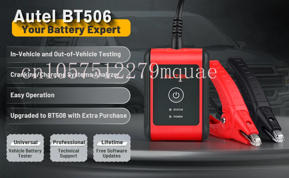 新しいオリジナル中国語版 MaxiBAS BT506 自動バッテリーおよび電気システム分析ツールは、Autel MaxiSys タブレットで動作します