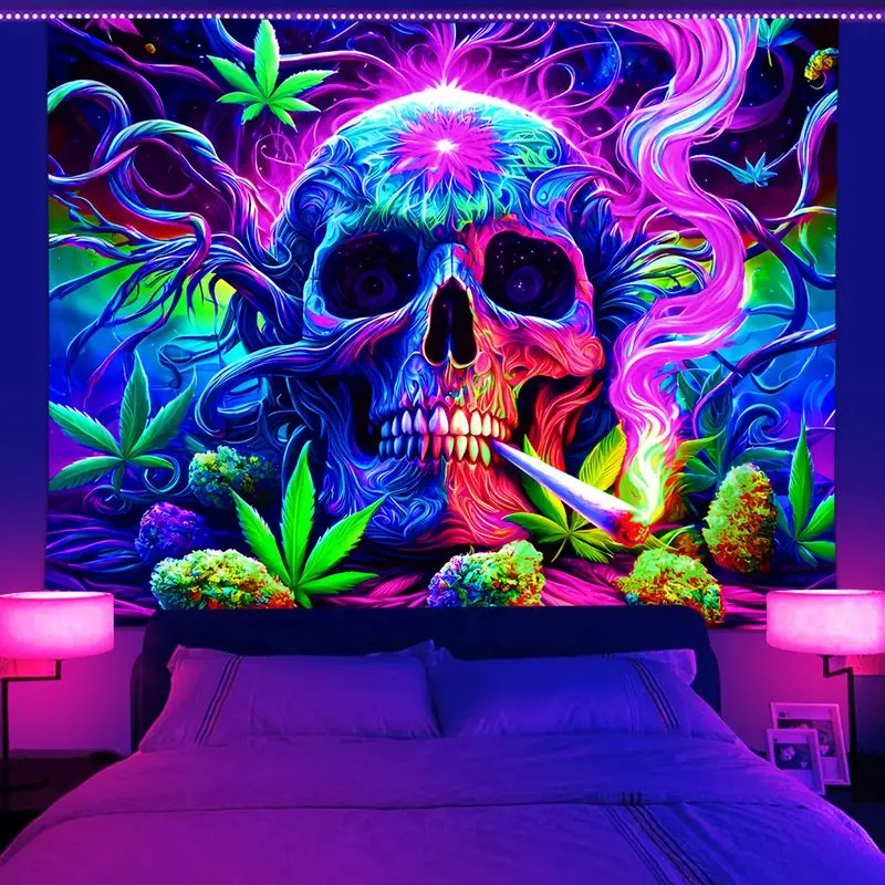 VIKAMA Gamepad Neon Graffiti Tapestry, Cool Wall Hanging Background Cloth for Gaming Living Room Decor