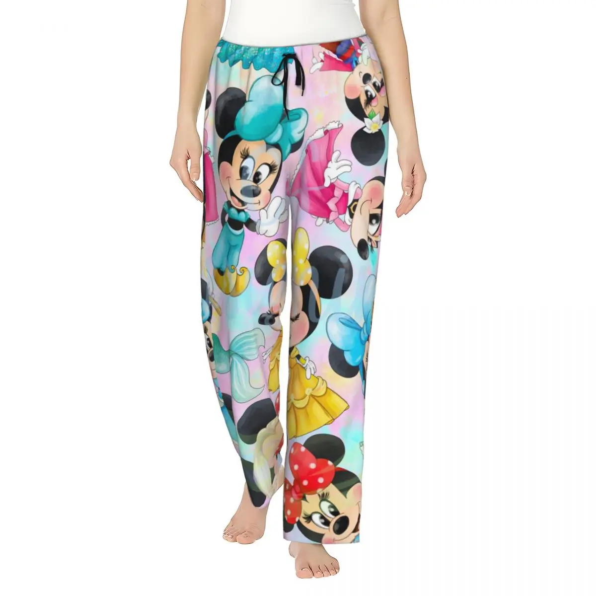 

Custom Print Womens Minnie Mickey Mouse Cartoon Animation Pajama Pants Sleepwear Sleep Lounge Bottoms with Pockets