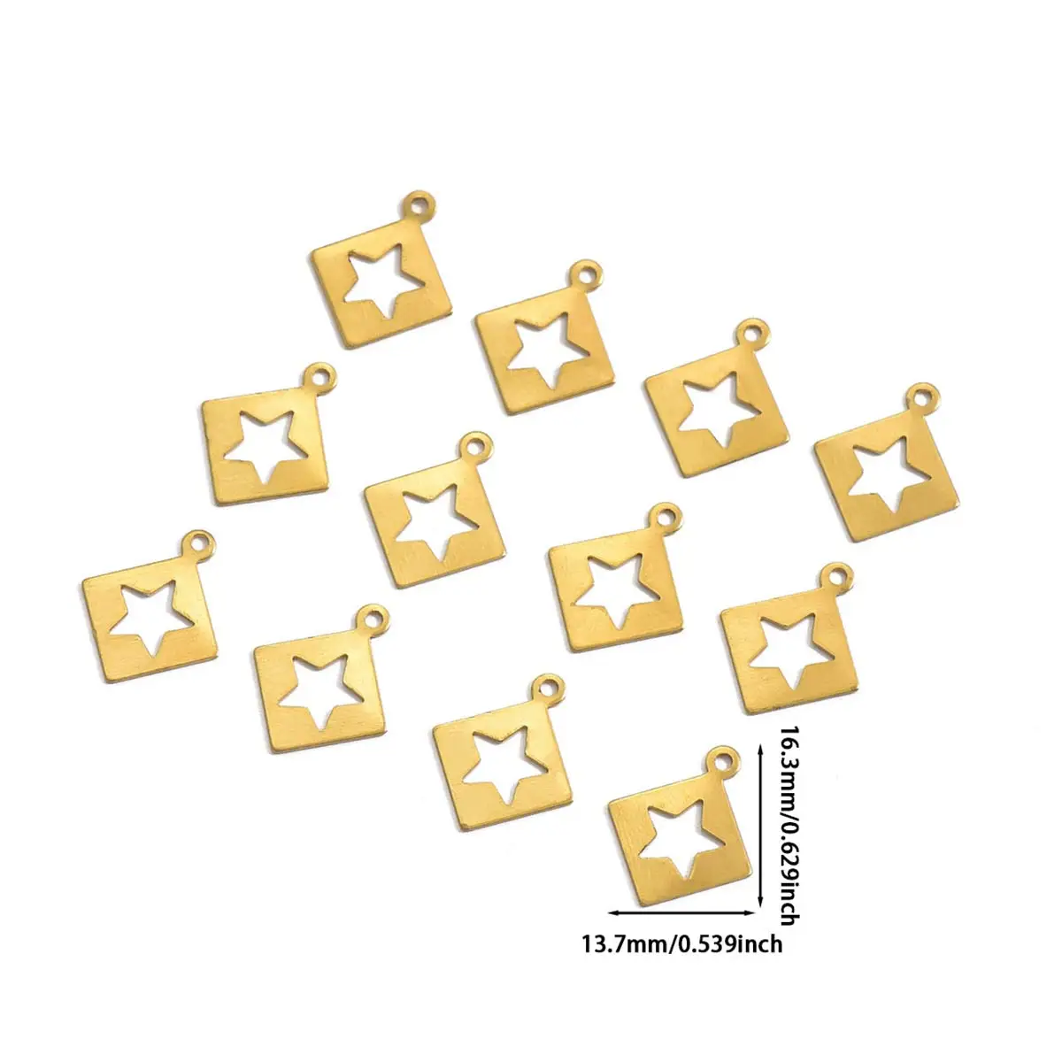 

200PCS Mini Square Hollow Star Brass Blank Charm Pendants DIY Necklace Earrings Making Handicrafts Accessories Material Package