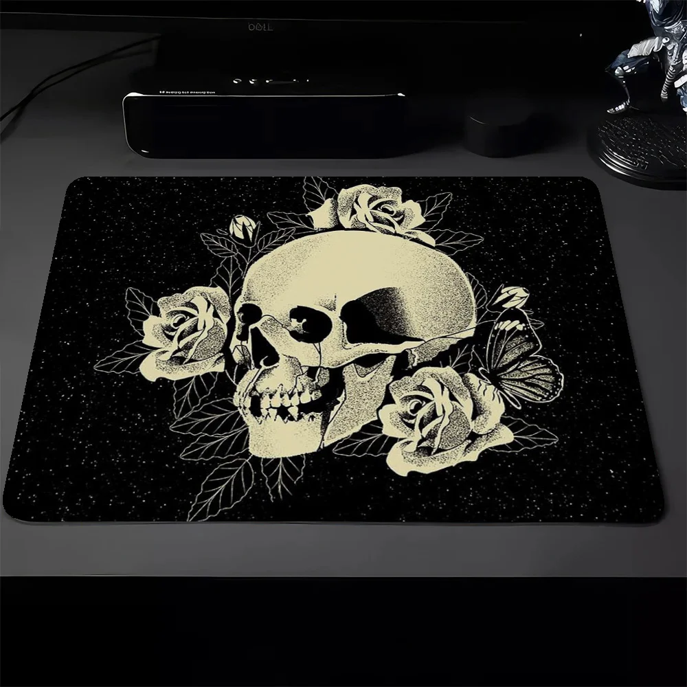 Alfombrilla de ratón con calavera pequeña para juegos, accesorios para Pc, alfombrilla de ratón para escritorio