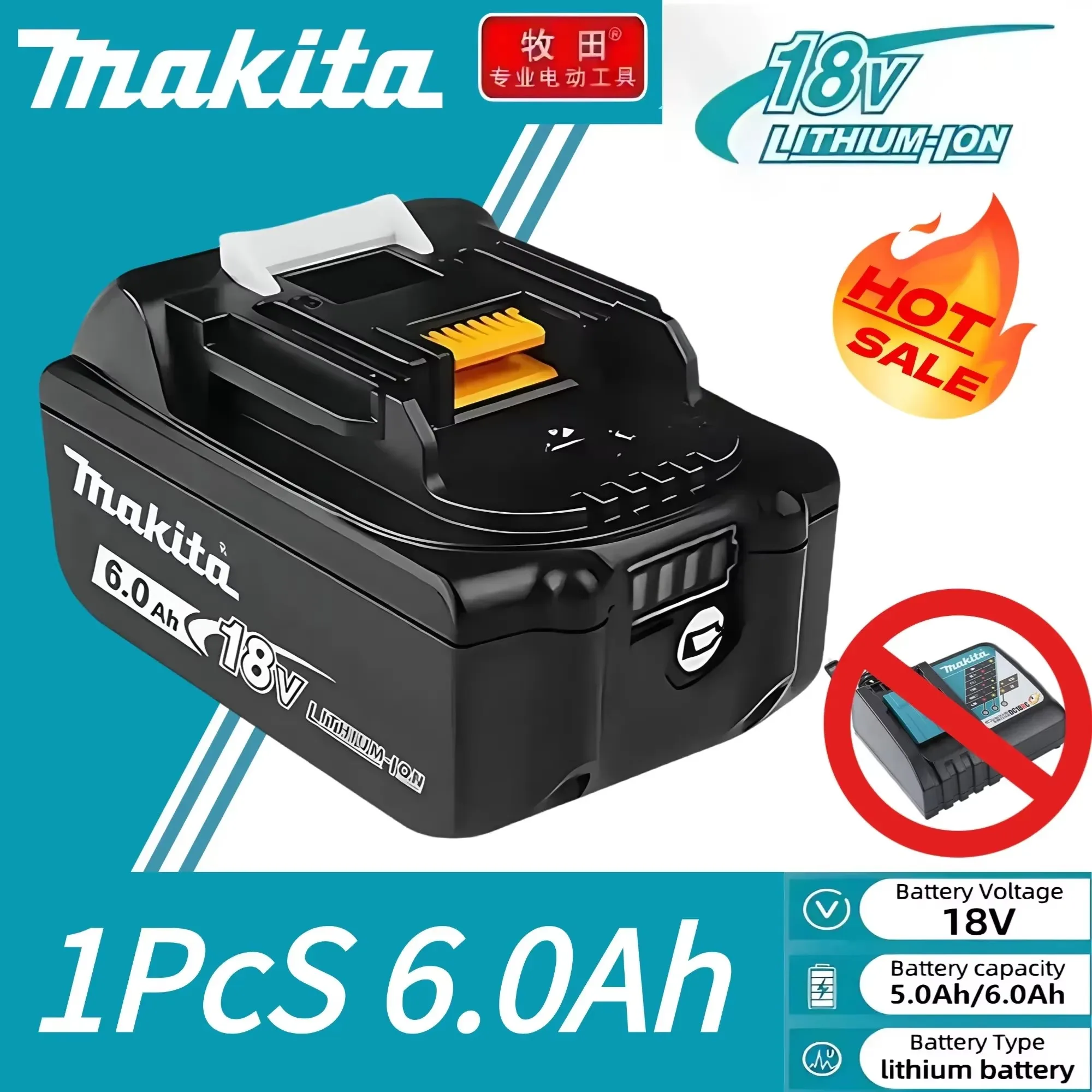 18V Makita LXT-serie oplaadbare Li-ion batterij, enkelvoudige verpakking/opladerset, verbeterde LED-display, veilige snellaadset