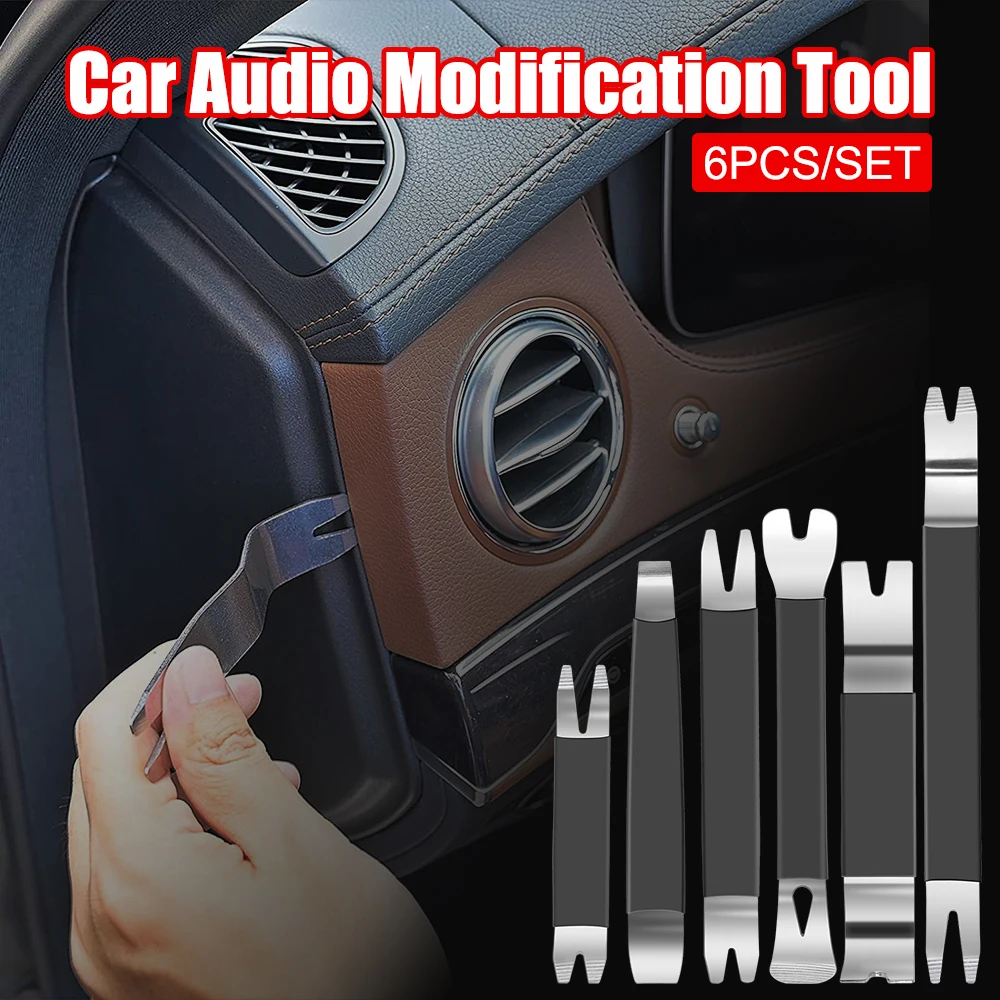 

Metal Car Dashboard Audio Radio Panel Repair Fastener Removal Pry Tool 6Pcs Auto Door Clip Trim Removal Tools Kits Portable