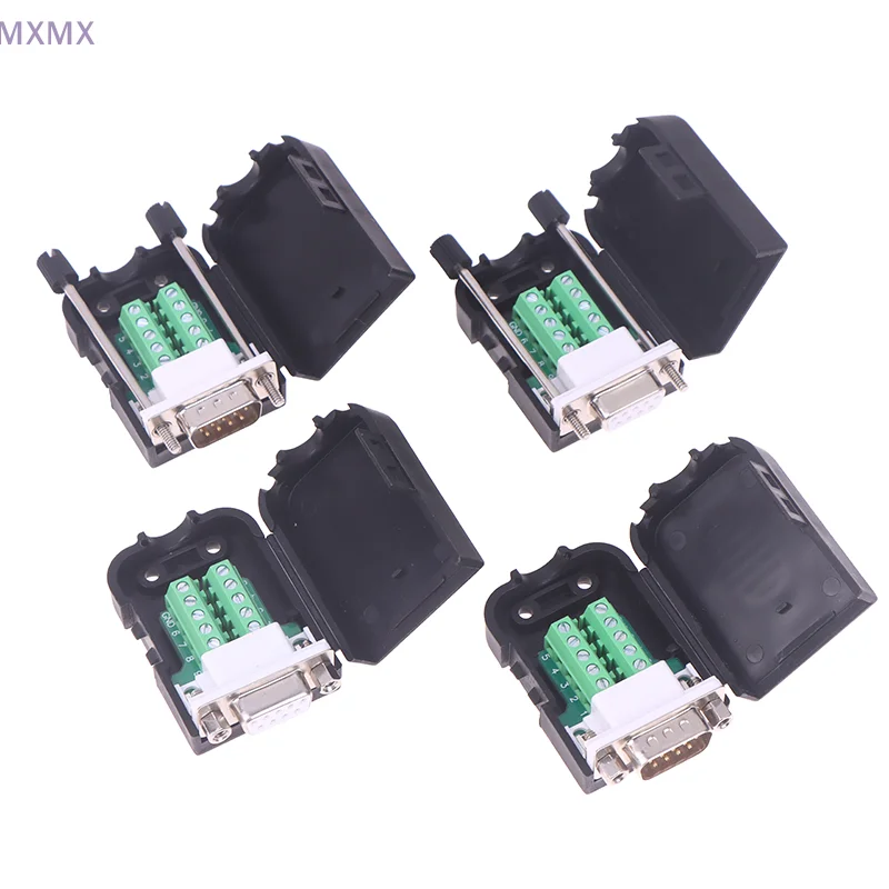 "محول DB9 Serial RS232/485/422، موصل COM ذكر أنثى بدون لحام، محطات الاختراق 9 Pin، سلك 21-24 AWG
