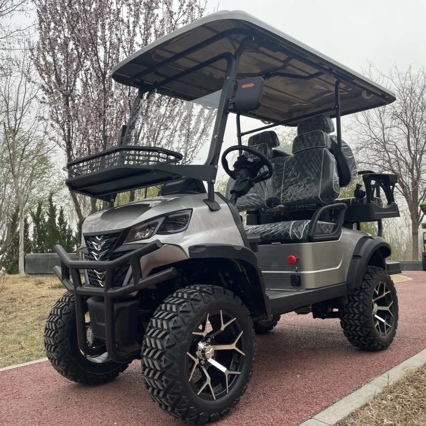 

New Energy Golf Cart 4 Seats Customized 7KW AC Motor Lithium Battery Lifted Off Road Electric Golf Carts With Folding Windshield