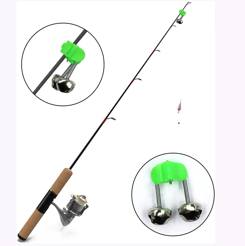 10Pcs Winter Ice Fishing Bell Bite Alarm Rod Tip Clamp Clip Bell Ring Night Fishing Accessories Tackle Fish Alarms Alert Gifts