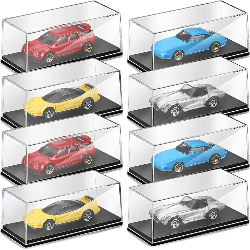 8pcs 1/64 Scale Display Case for Model Cars Transparent Toys Storage Box Collectors Cars Model Display Case Collectible Showcase