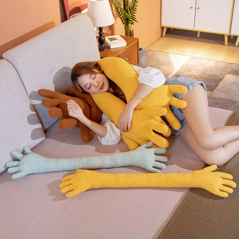 Novelty Long Hand Arm Plush Cushion Creative Palm Shape Stuffed Pillow U Type Hugging Plushie Soft Fluffy Home Sofa Decor Gift