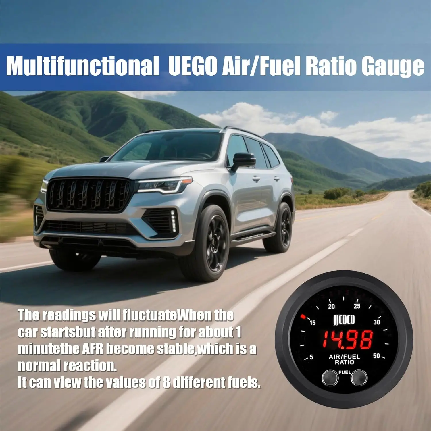 

UEGO 52MM Air Fuel Ratio Gauge for Diesel MethanolEthanol E85 LPG CNG Hydrogen with LSU4.9 Sensor