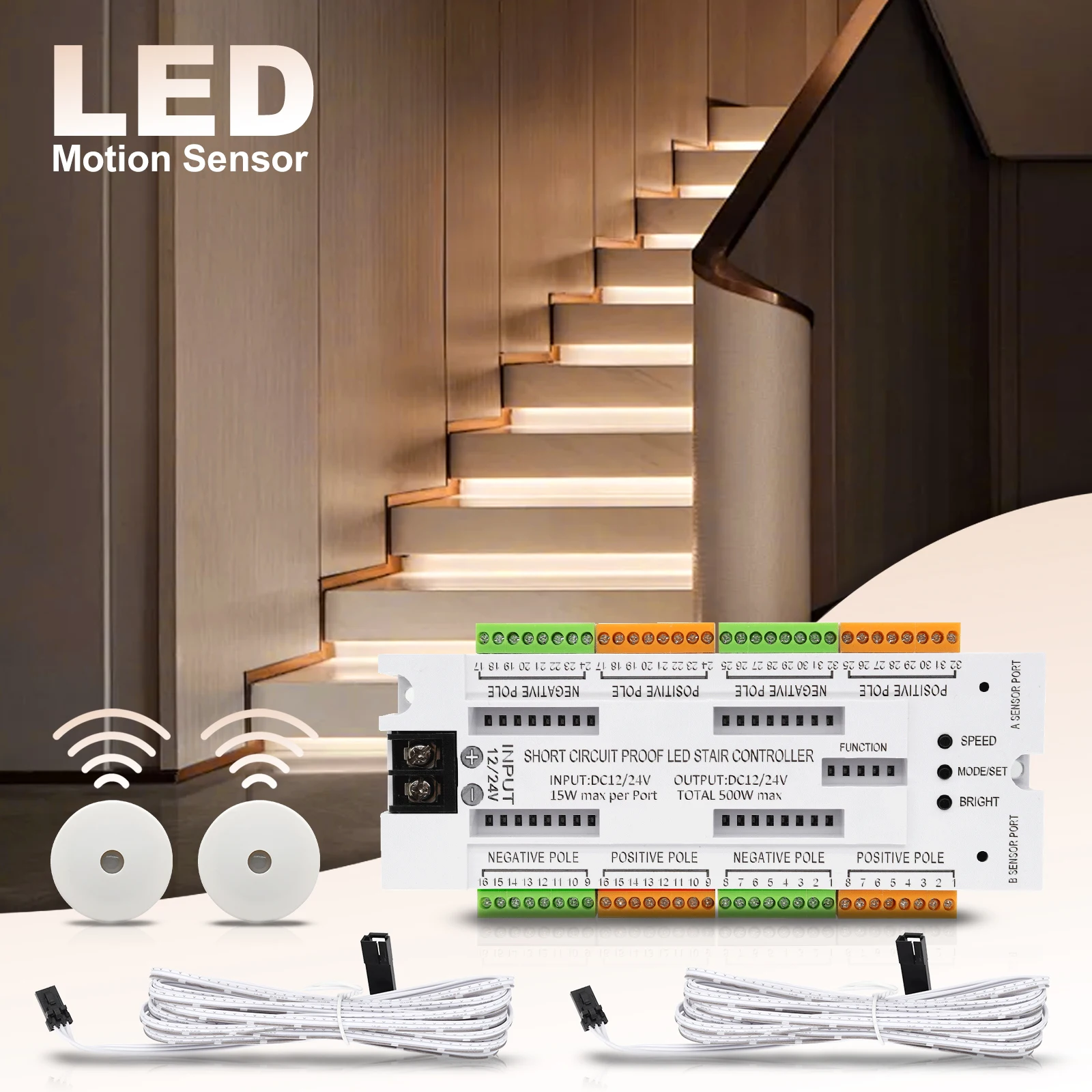 1-32 Steps Indoor Stair Light - огляд і ціна Motion Sensor Pir Wired