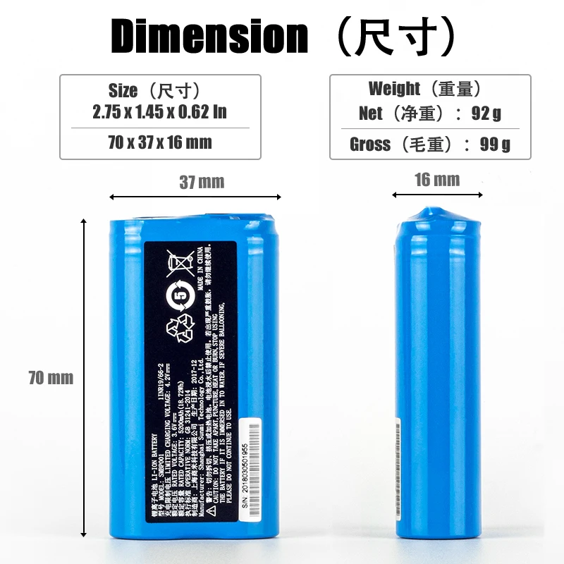 New Original for SUNMI P1 V1S W6900 WS920 SMBP001 5200mAh/18.72Wh 3.6V Battery