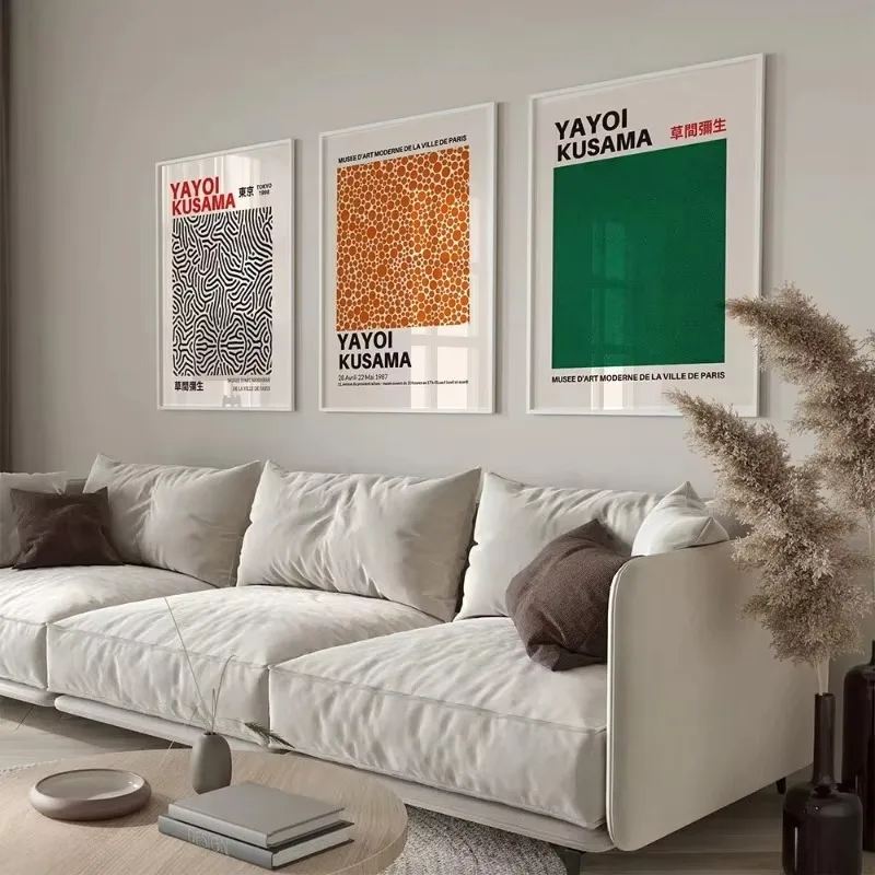 الفنان الياباني يايوي كوساما معرض المشارك طباعة قماش اللوحة الملونة مجردة جدار صورة فنية قراءة ديكور الغرفة غير المؤطرة