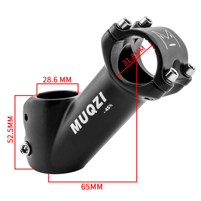 MUQZI 31.8 Bike Stem MTB Stem 45 Degree 65mm For 31.8mm Road Folding BMX Mountain Bicycle Handlebar