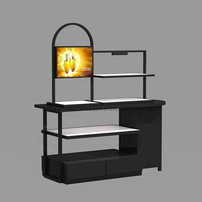 customized.Multi-layer cosmetics display stand rack modern cosmetics store shelves round makeup cosmetics display racks