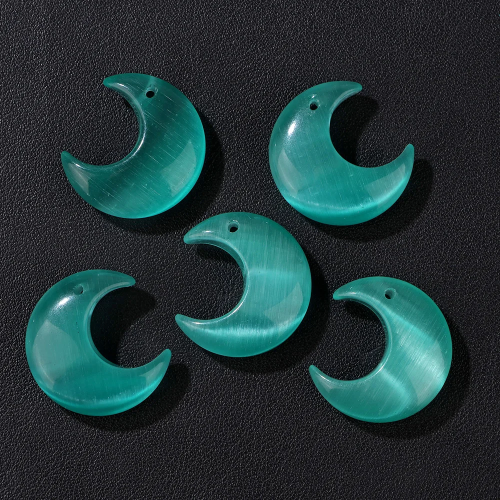 2PCS Natural Crescent Moon Charm Bead Top Drilled Cat Eye Amethyst Quartz Reiki Pendant For Jewelry Making Necklace Earrings DIY - view 6