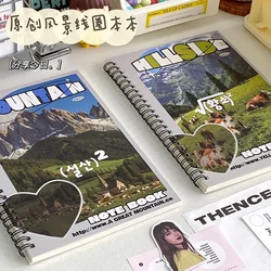 Iffvgx kawaii a5 caderno vento original paisagem estudante papelaria forrado durável premium diário planejador diário cadernos