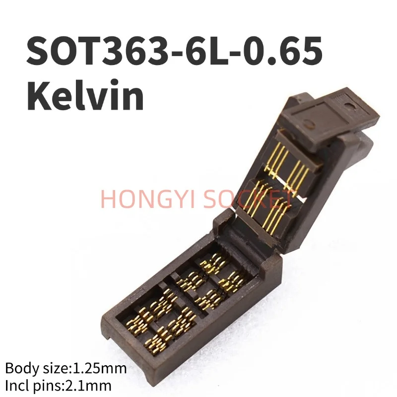 SOT363-6L 6pin IC Kelvin soquete pitch0.65 banhado a ouro 4 fios de alta precisão Burn-in/programa/teste HAST 30V 50mΩ assento de teste