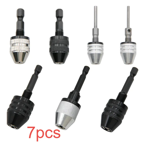 

7pcs 6.35mm Hex Shank Quick Change Keyless Drill Bit Chuck Adapter Converter Tool Keyless Chuck Adapter For Electric Grinder